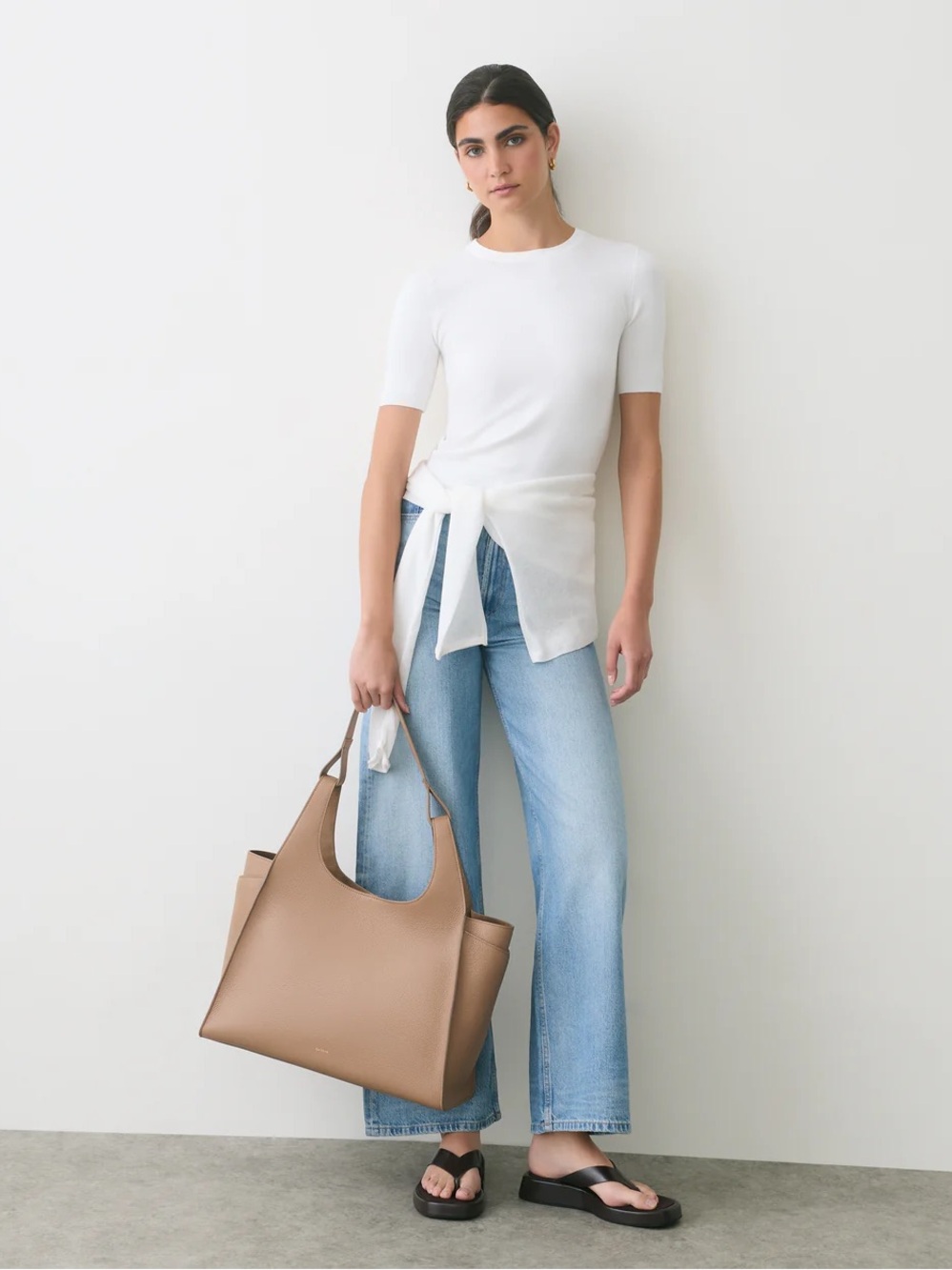 Cuyana Double Loop Satchel in Cappuccino
